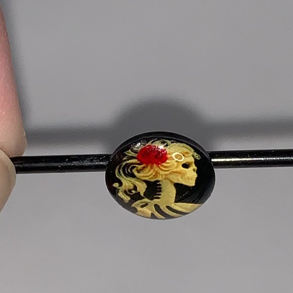 Skeleton Cameo Industrial Bar, 14 Gauge - Picture 7 of 11